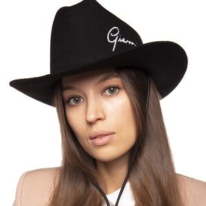VERSACE Runway Gianni GV Signature black wool Medusa cowboy hat